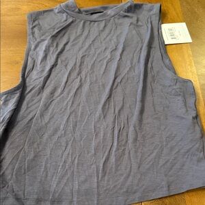 Tavi Sleeveless Crewneck Tank Top - Slate Grey open back so flattering